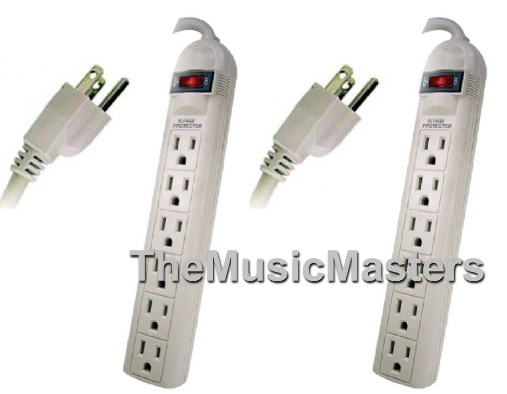 2X Surge Protection 6-Outlet POWER STRIPS 6' ft Cord Lighted ON/OFF Switch 1875W