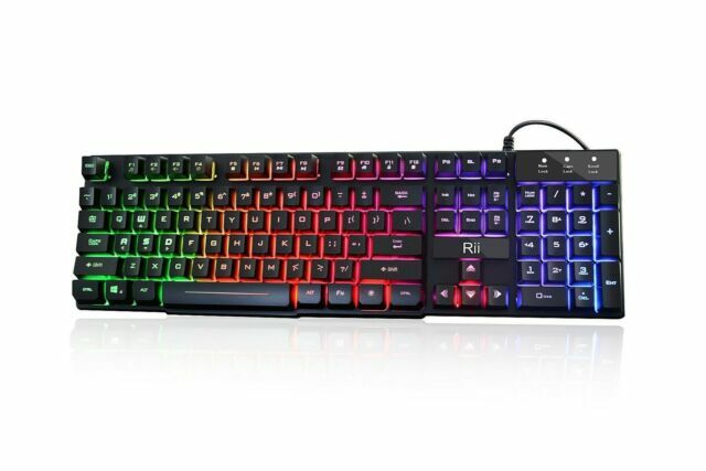 Rii RK100+ (8541666786) Rainbow LED Backlit Wired Gaming Keyboard