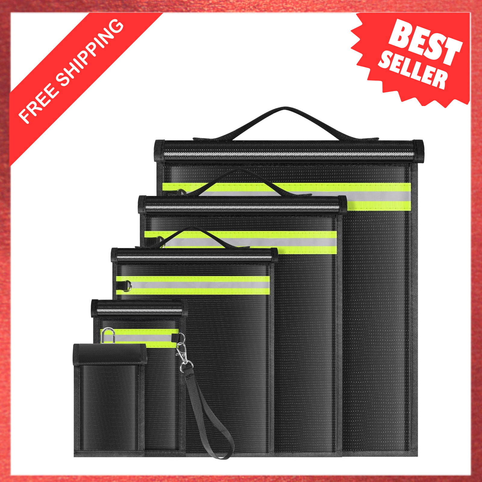 5 Pack Faraday Bags EMP Proof Signal Blocker Pouch Kit Waterproof Fireproof