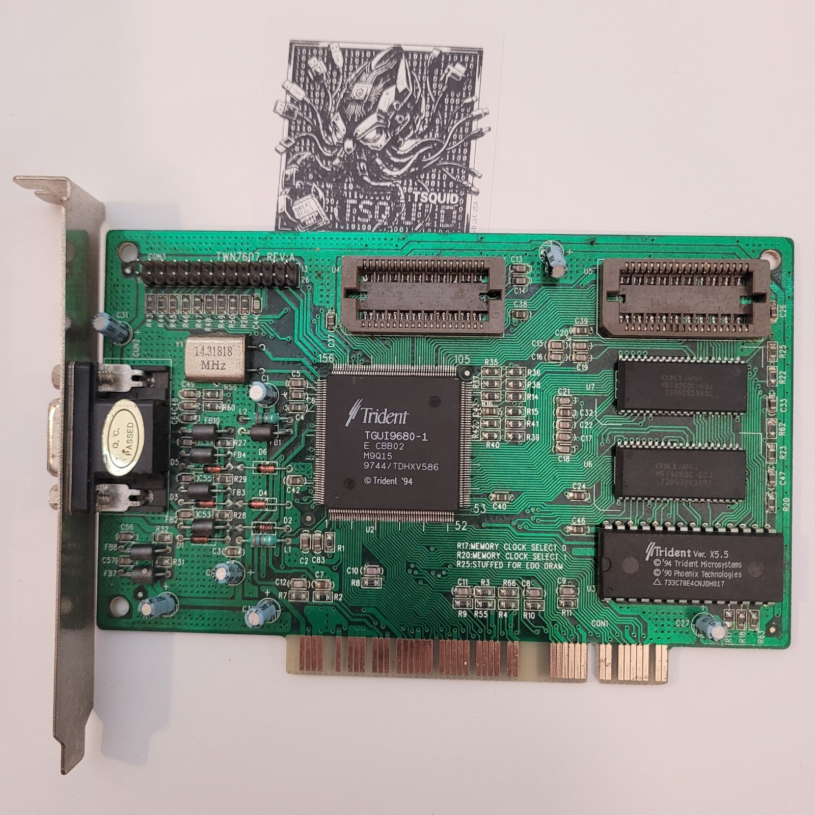 Trident TGUI9680-1 PCI Graphics Card Vintage VGA Video Adapter 1MB SVGA