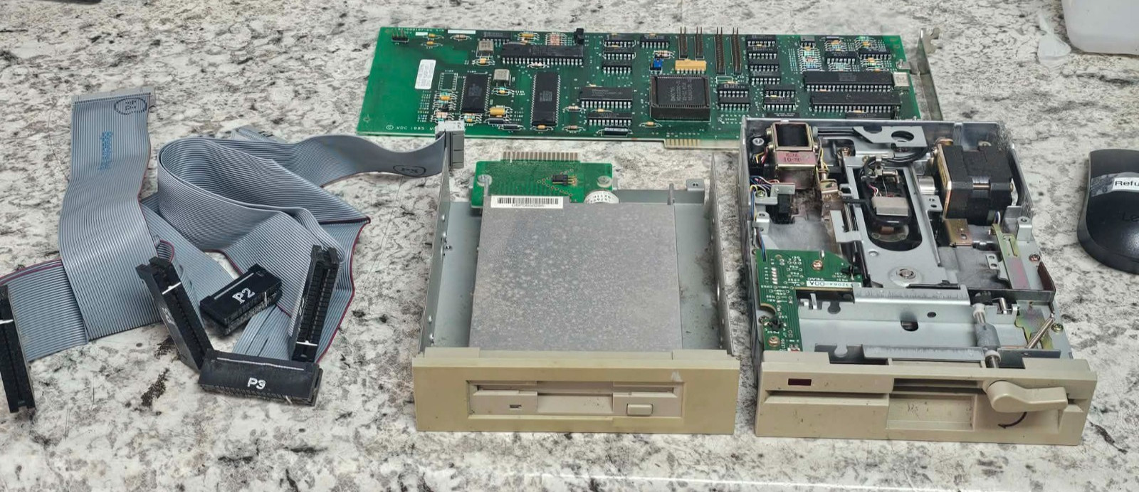 TEAC FD-55GFV-66-U 5.25 Floppy Disk Drive & FD-235HF + Controller from AST 286