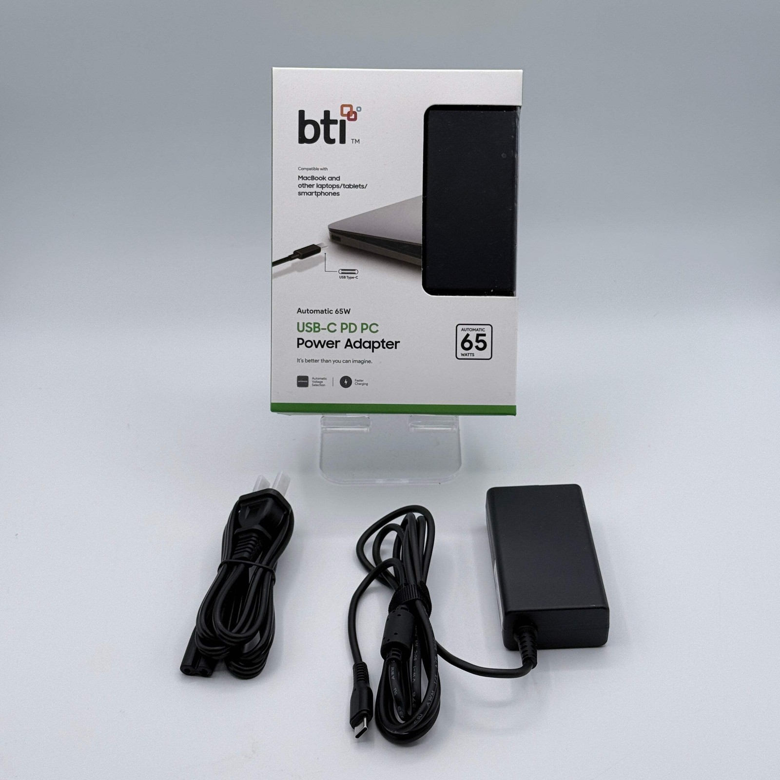 NEW BTI 65W USB-C PD PC Desktop AC Power Adapter Black