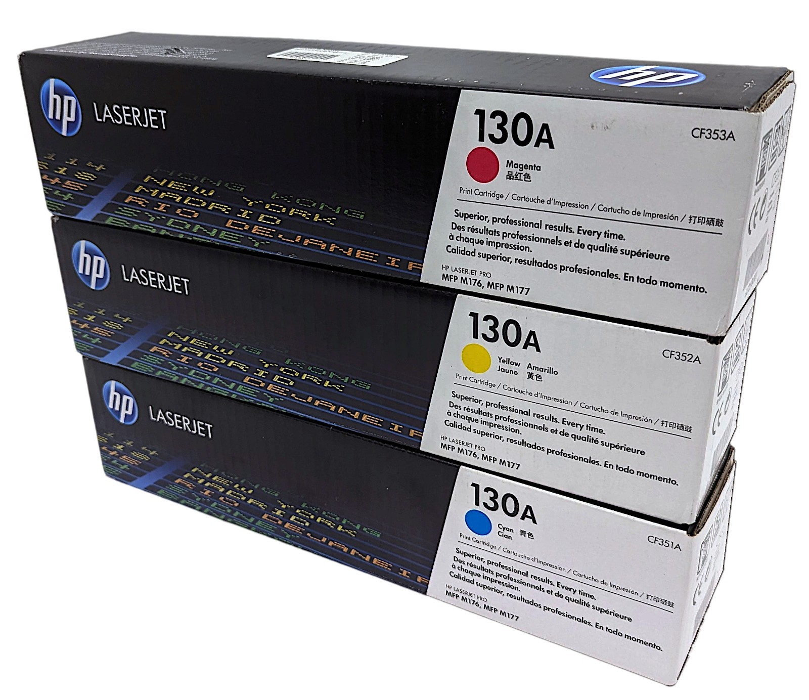 NEW Genuine HP 130A Toner Cartridge CF351A Cyan CF352A Yellow CF353A Magenta SET