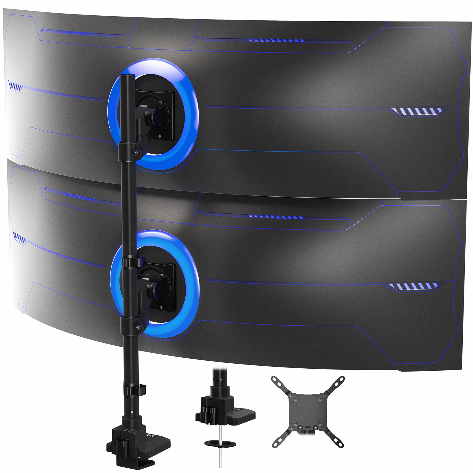 VIVO Dual Vertically Stacked Ultra-Wide Monitor Desk Mount for up to 57" Screens