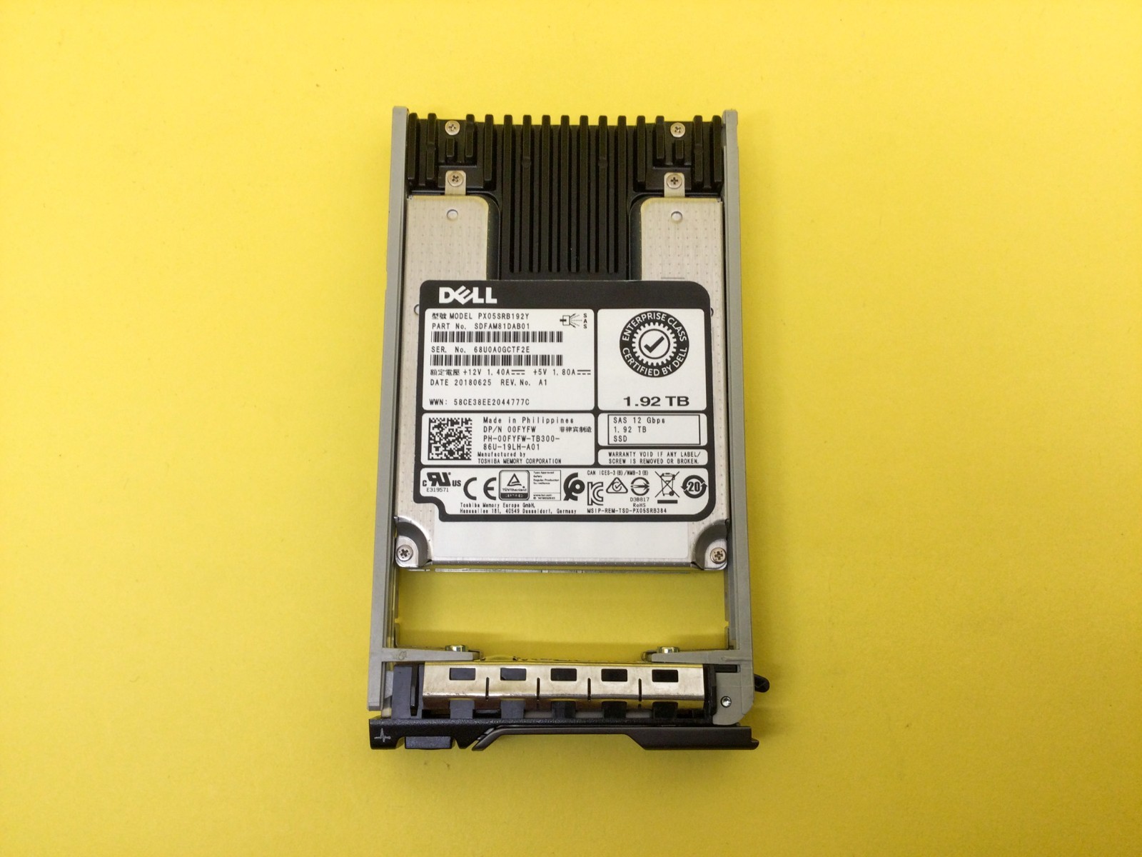 0FYFW Dell 1.92TB SAS 2.5" 12Gb/s ENT SSD 00FYFW PX05SRB192Y  ***Health 70%-79%