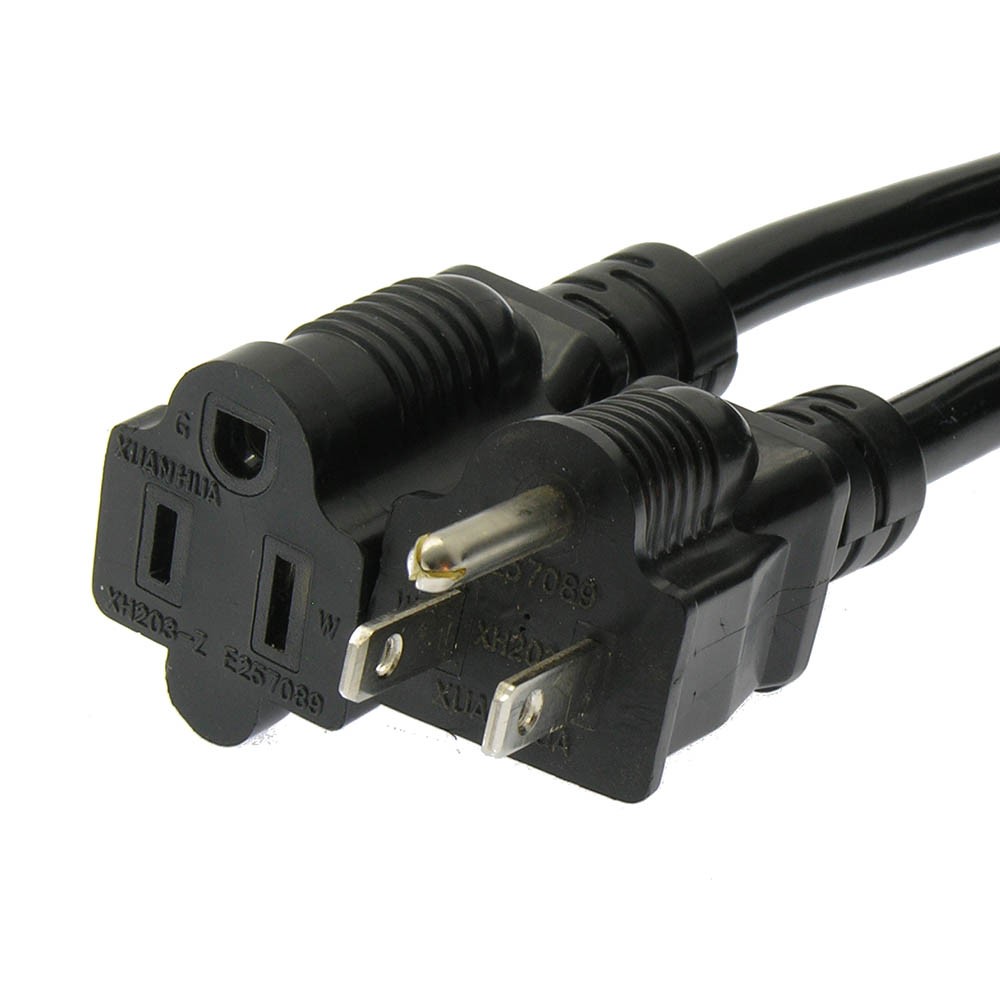 3Ft Power Cord 5-15P to 5-15R Black / SJT 16/3