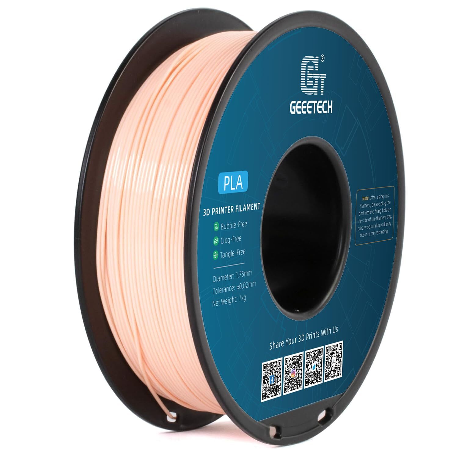 1Kg/Roll 1.75mm GEEETECH PLA Filament Skin Color Normal PLA For FDM 3D Printer