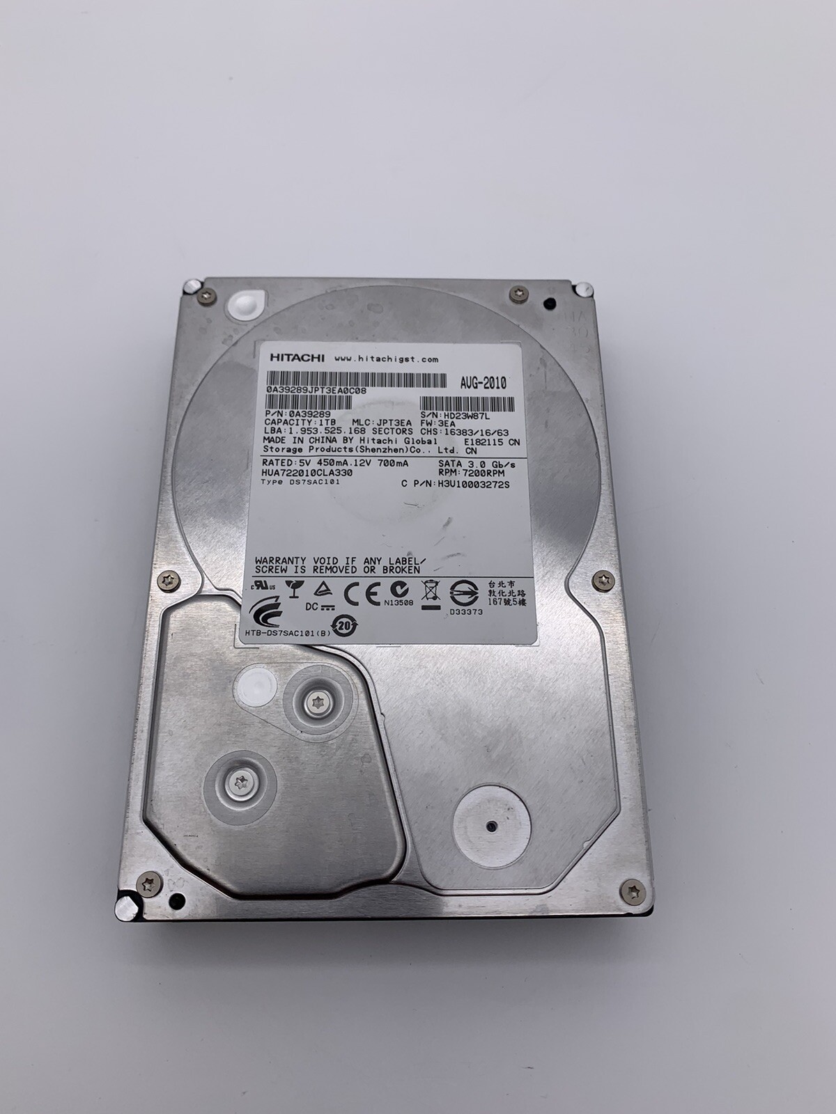 Hitachi 1 TB Hard Drive HUA722010CLA330 PN: UA39289