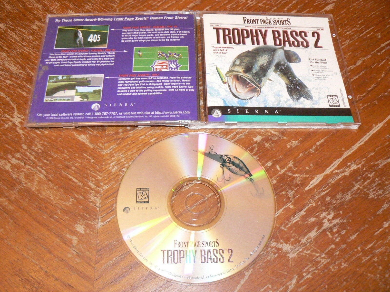 Trophy Bass 2 PC CD-ROM Sierra Front Page Sports 1996 game for Windows 95/3.1