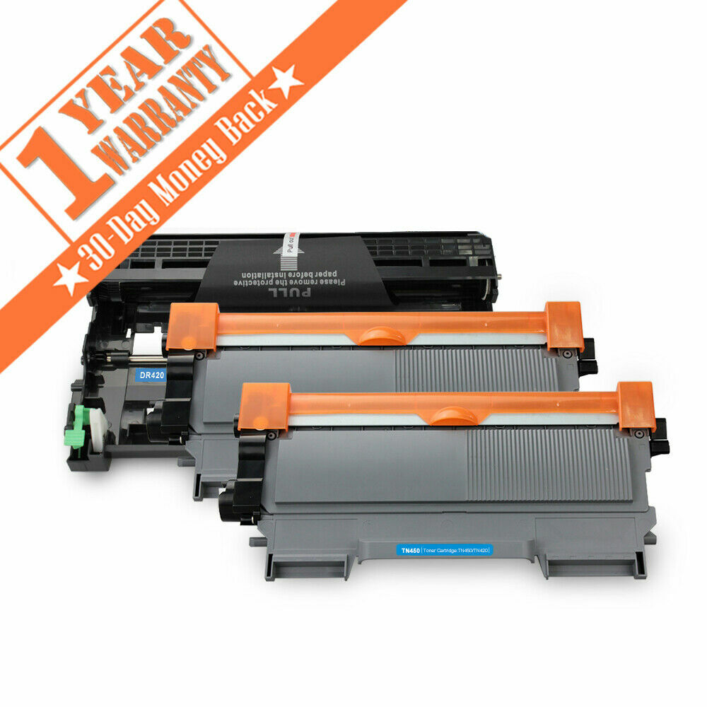 2PK TN450 Toner + DR420 Drum For Brother TN420 HL-2240 MFC-7460 MFC-7360N