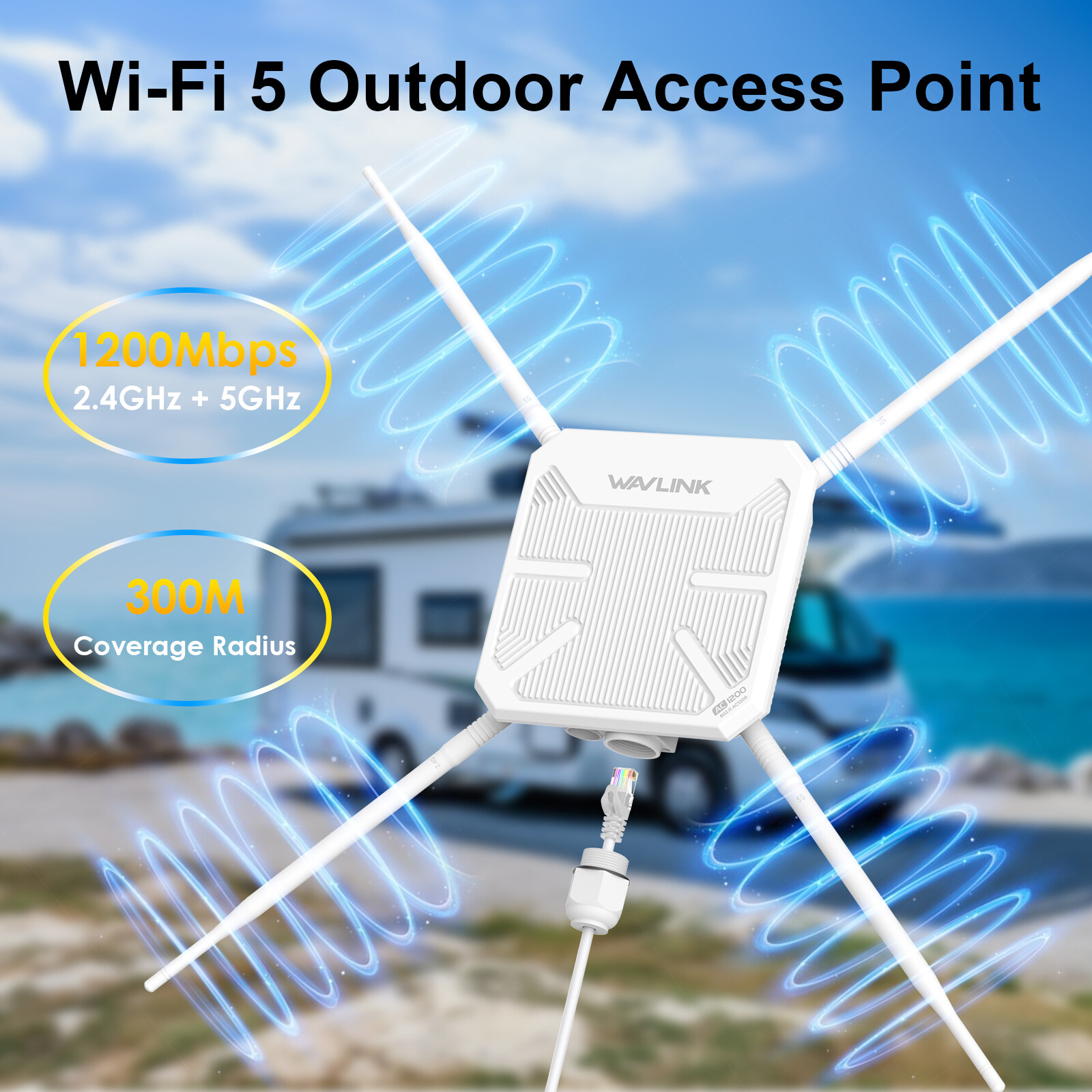 AC1200 Outdoor Long Range Wi-Fi Extender Dual Band Outdoor Access Point Repeater
