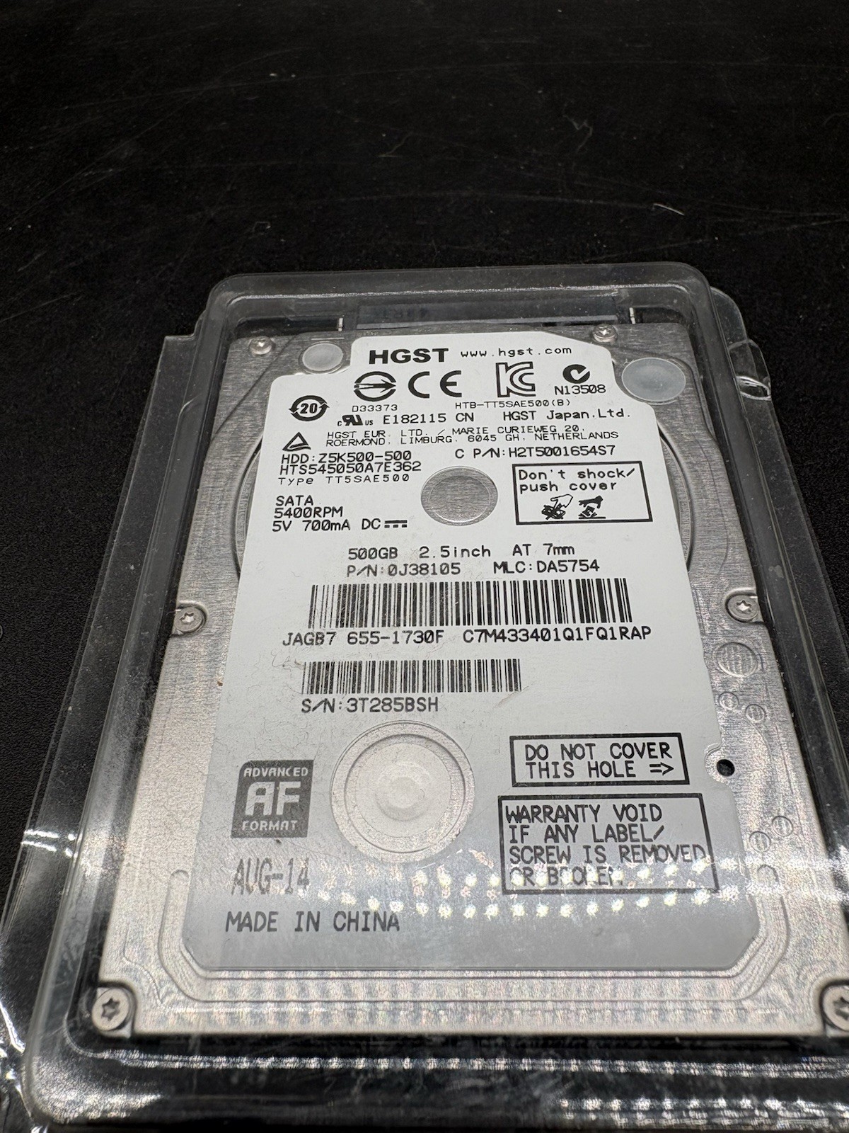 HGST 500GB 2.5” SATA HDD HTS545050A7E362 5400RPM 7mm Laptop Hard Drive