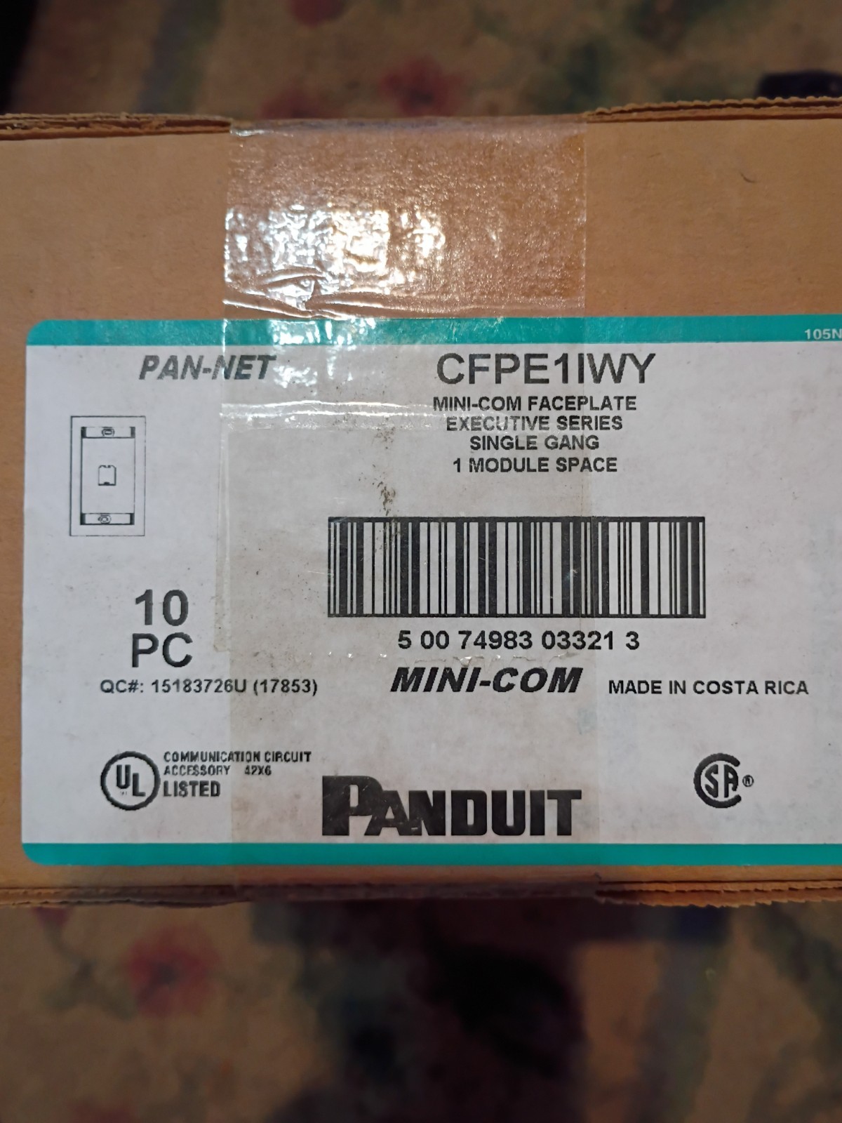 QTY 10 PANDUIT CFPE1lWY MINI-COM Executive Single Gang 