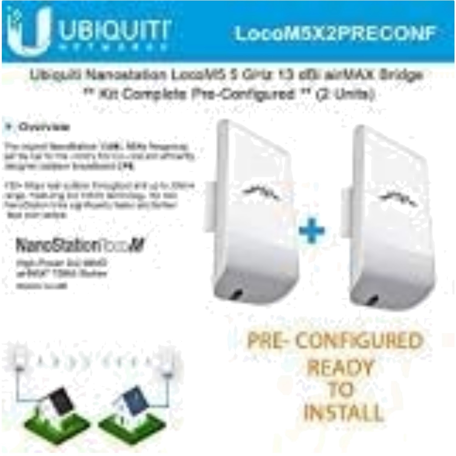 High-Performance Dual-Unit Ubiquiti LocoM5 Bridge Kit - 5GHz Wireless System