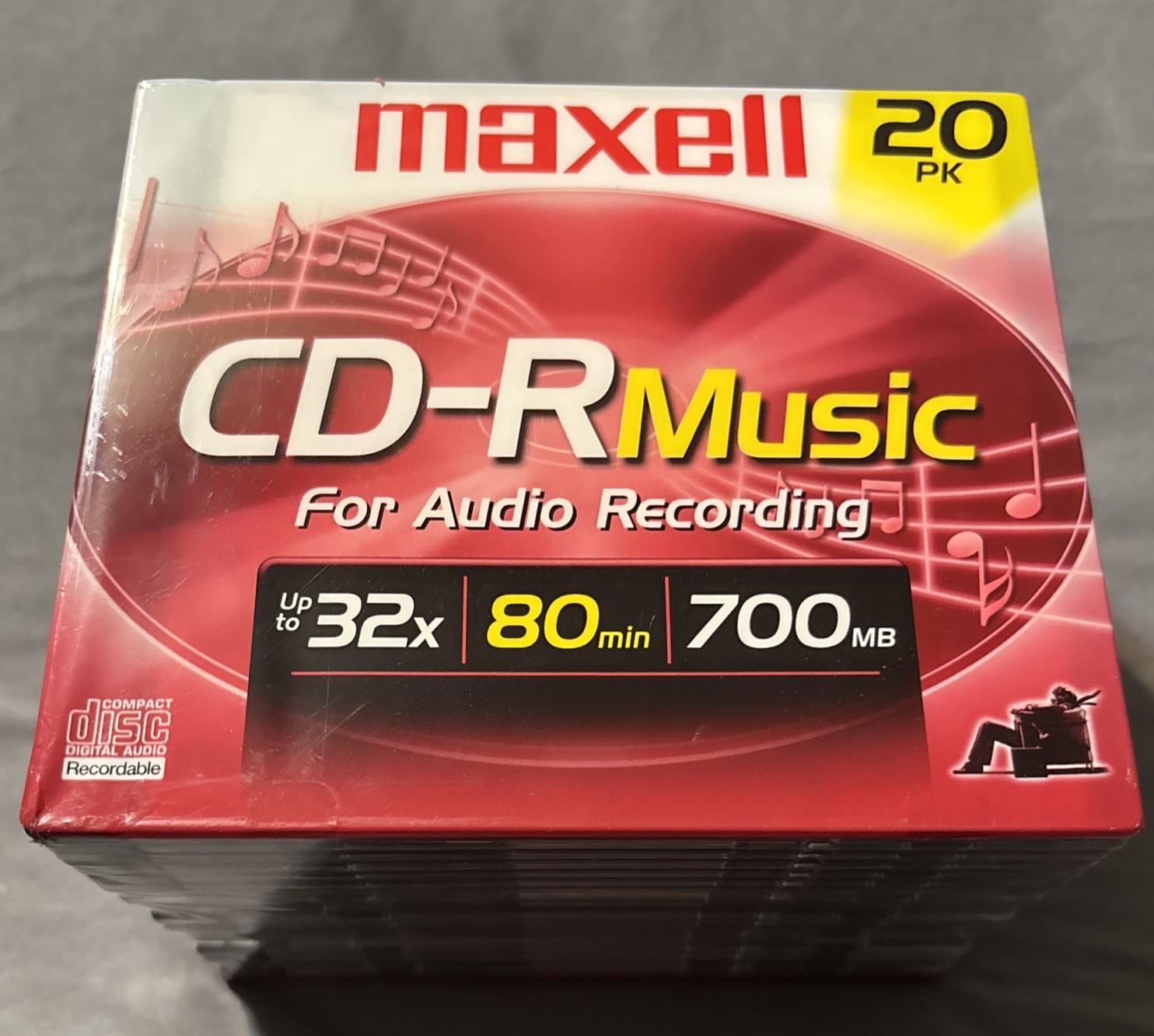 Maxell CD-R Music Pro 80 Minutes 700 MB X32 Compact Disc 20 Pack New Sealed