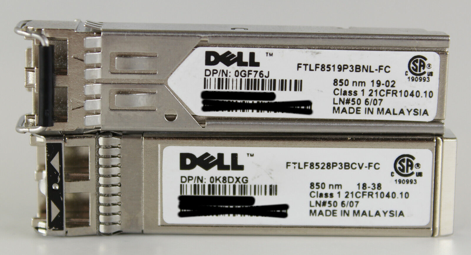 Lot of 2 Dell Finisar Various 8G/1G 850nm SFP Transceiver Module
