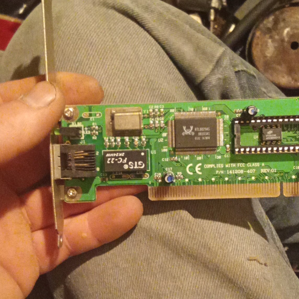 Realtek RTL8029AS PCI LAN Card 1 Port 10Mbps RJ-45 Ethernet Adapter