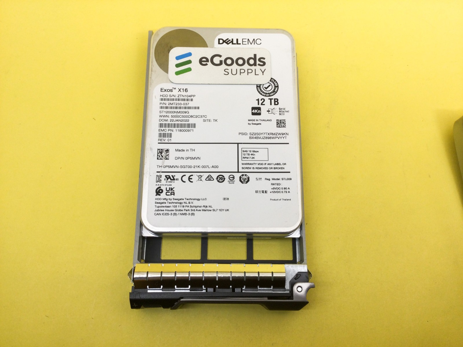 P5MVN Dell EMC 12TB 7.2K SAS 12Gb/s 3.5" 4Kn HDD 0P5MVN ST12000NM009G