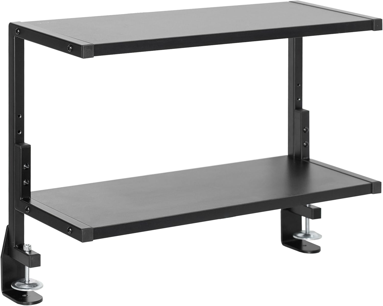 Black Clamp-on 24 inch 2-Tier Desk Shelf STAND-SHELF24C Above/Below Desk 2 Level