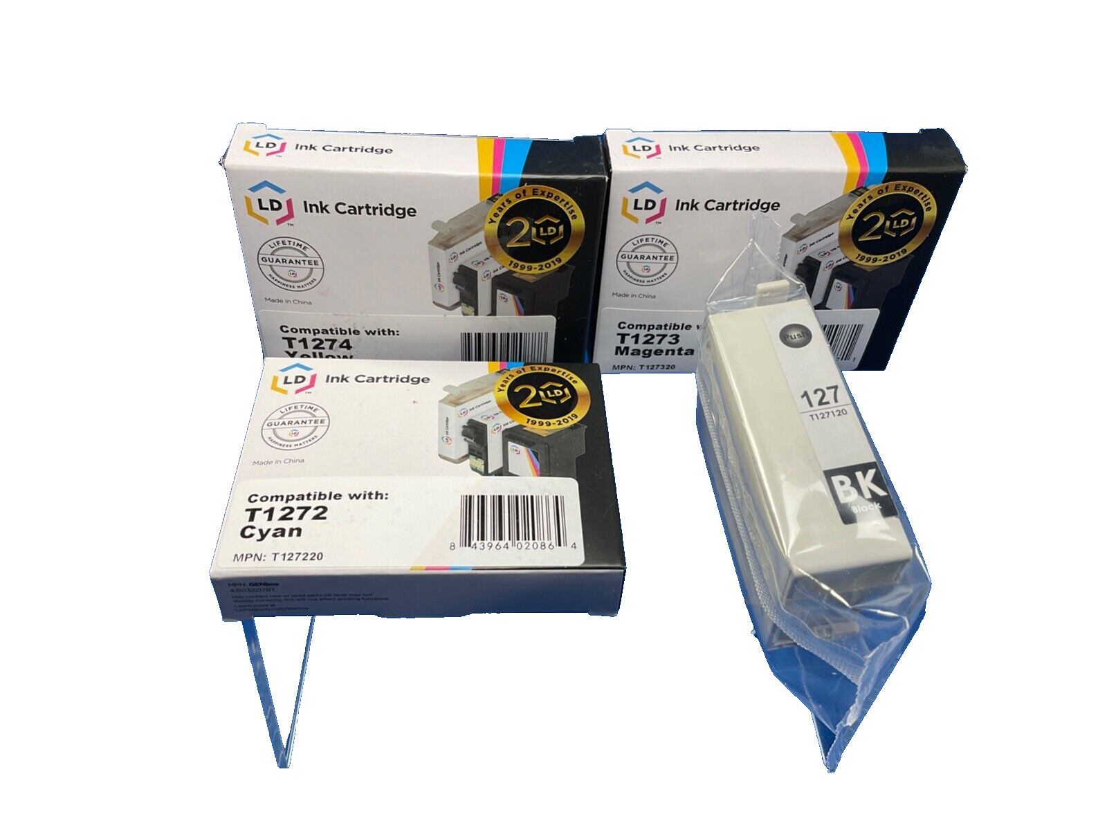 T127- 4 - Color Epson Work Force 127 Ink Cartridges, Sealed, NIP