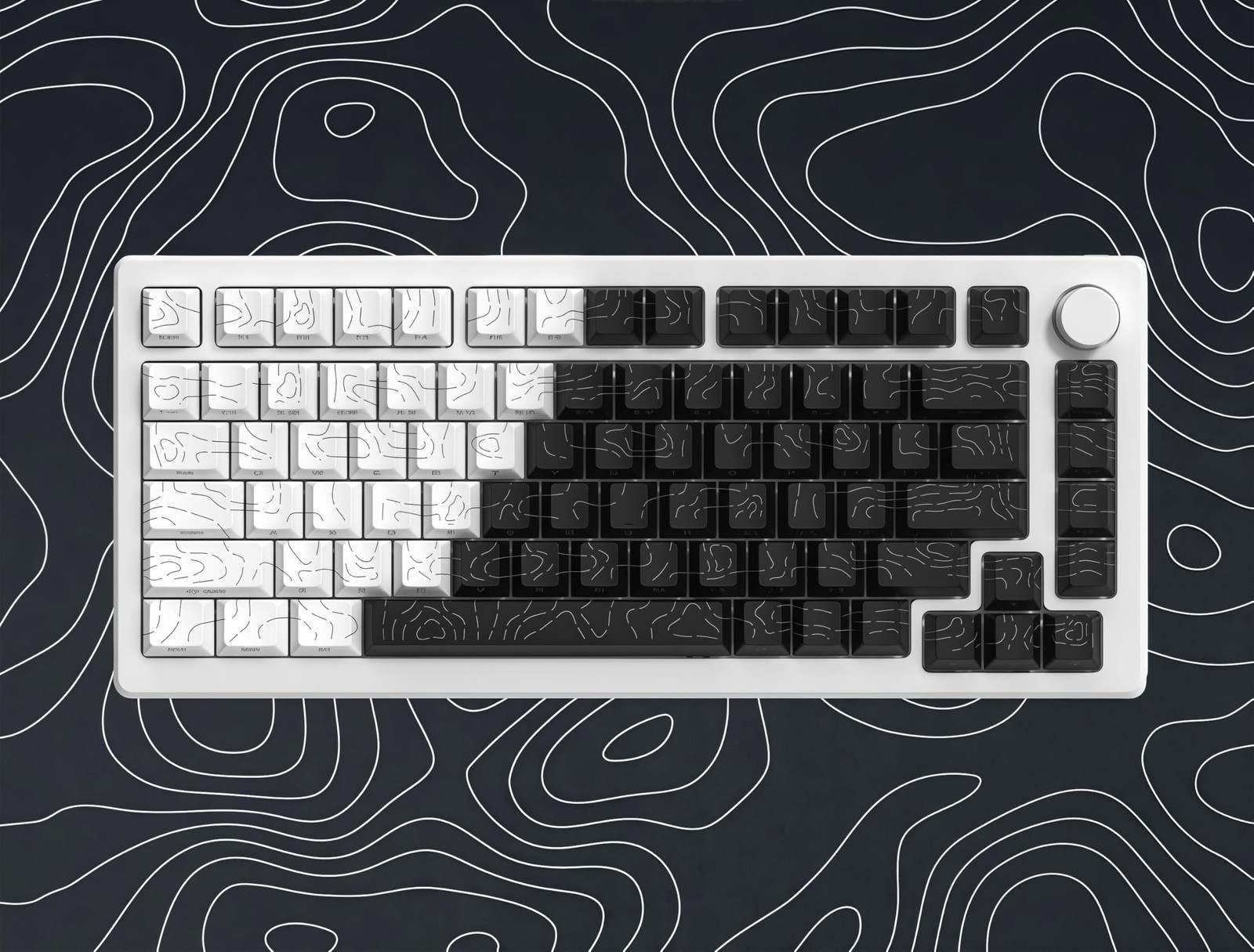 Shine Through keycaps,Double Shot PBT keycap,Topographic