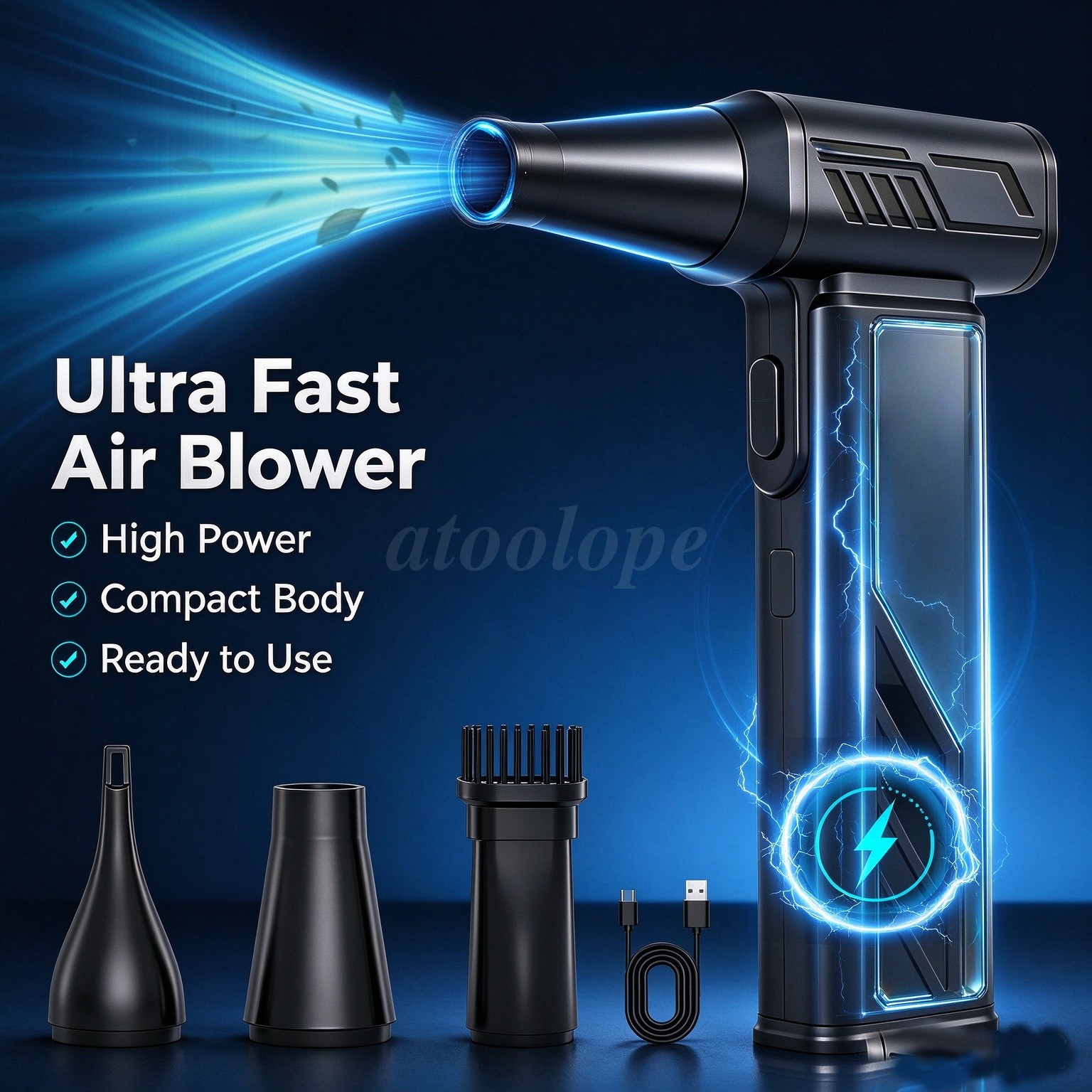 300000RPM Brushless Electric Air Duster 5 Adjustable Wind Speeds Cleaning Kit