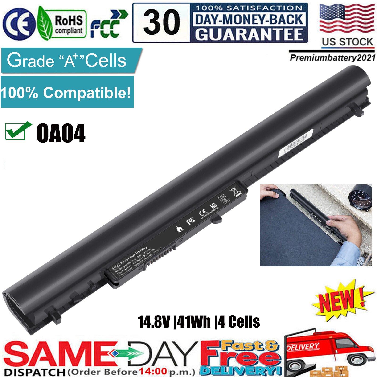 ✅OA03 OA04 Battery for HP 740715-001 746458-421 751906-541 Spare 746641-001