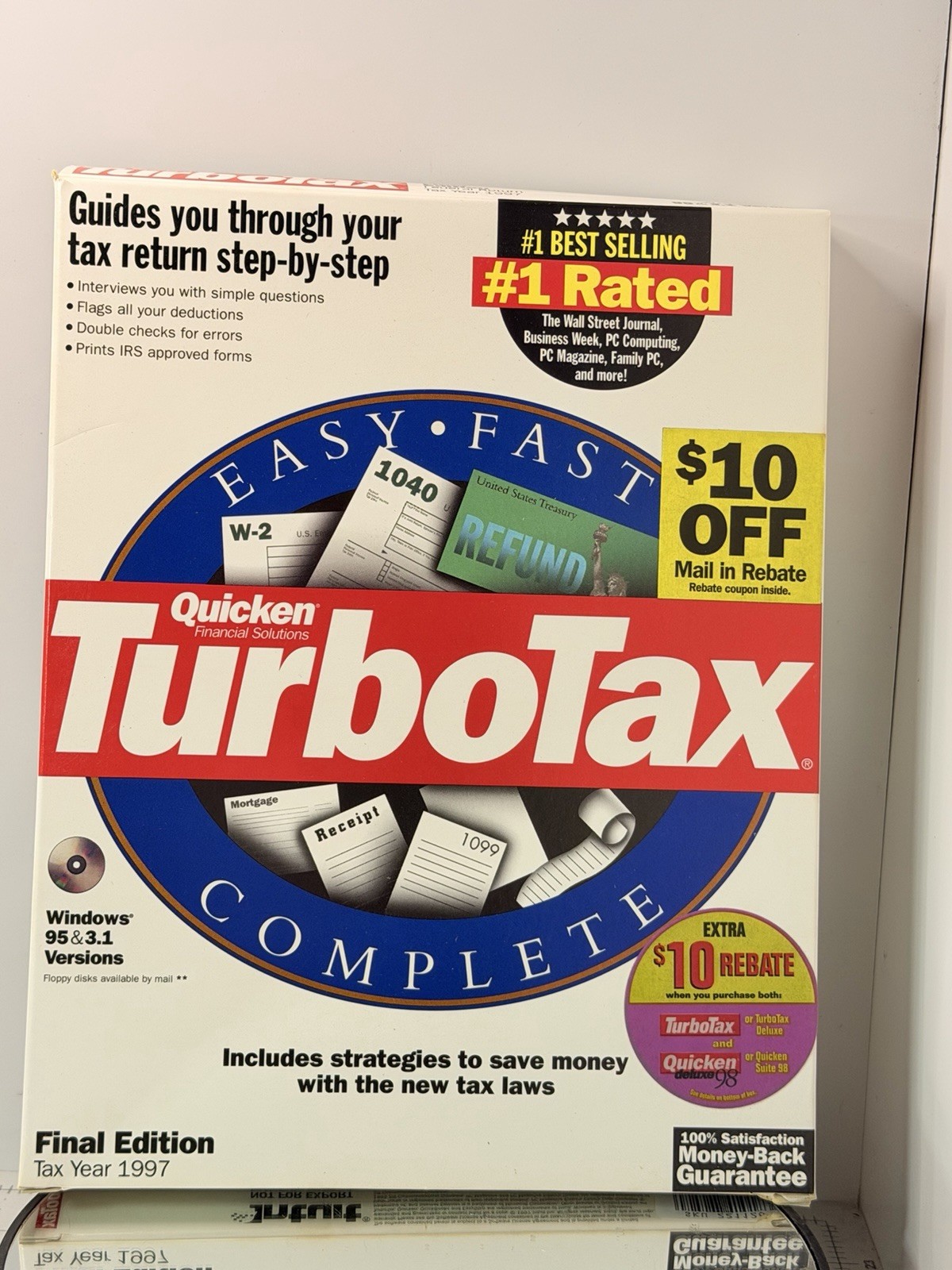 Vintage 1997 TurboTax Complete Final Edition Software CD Windows 95/3.1 CIB
