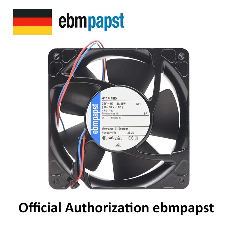 Ebmpapst Fan 4114NH5 Axial Fan DC 24V 1.9A 46W 120*120*38MM  Cooling Fan