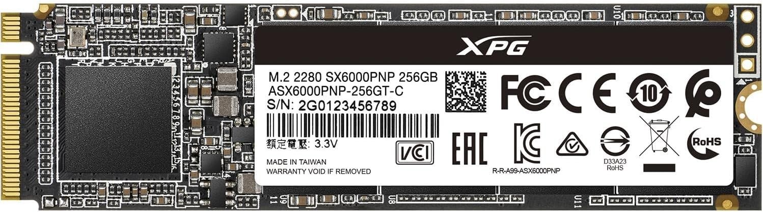 ADATA XPG SX6000NP 256GB SSD PCIe 3.0 x2 M.2 2280 (ASX6000NP-256GT-C)