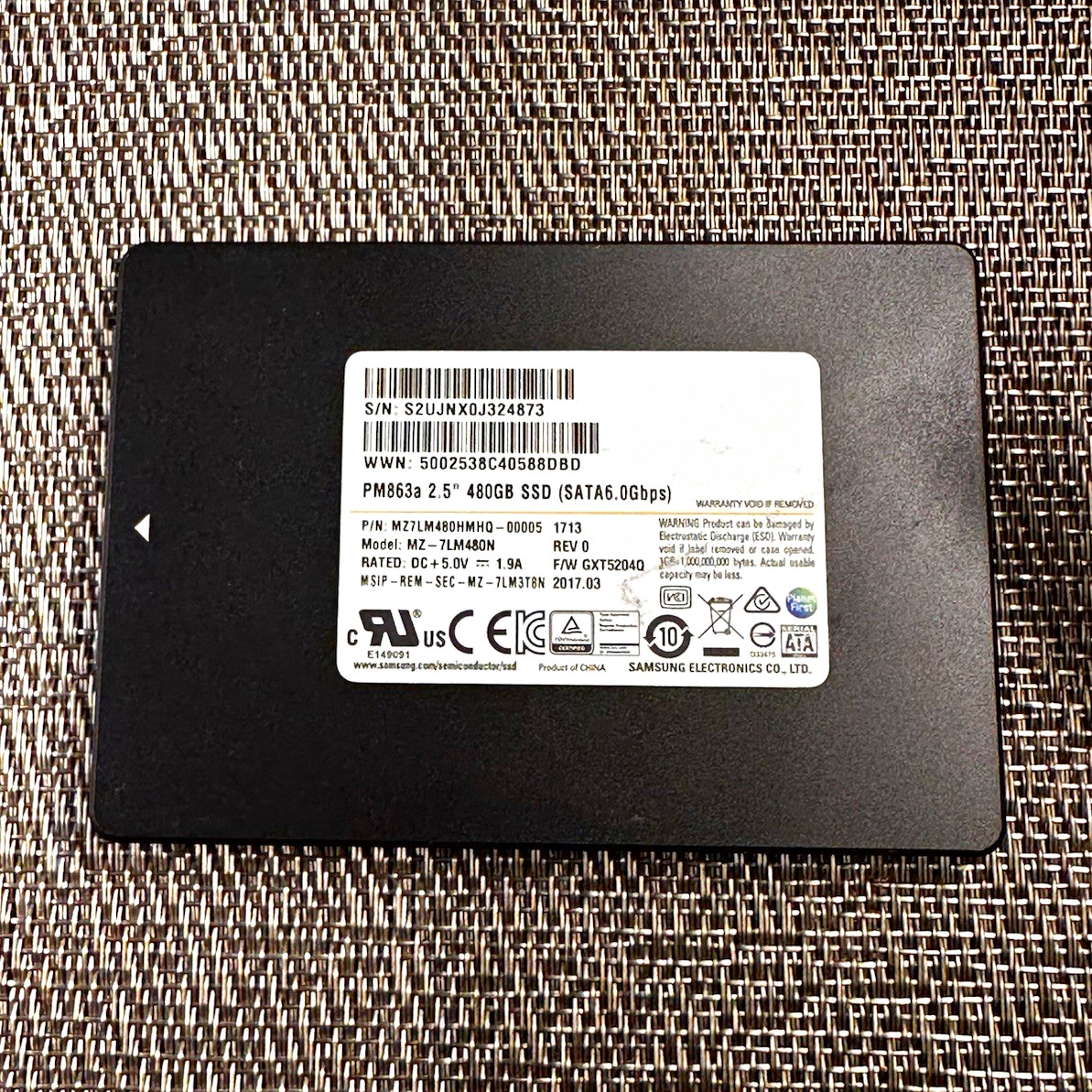 Samsung PM863a 480GB 2.5 SATA 6Gb/s Enterprise SSD MZ-7LM480N MZ7LM480HMHQ Drive