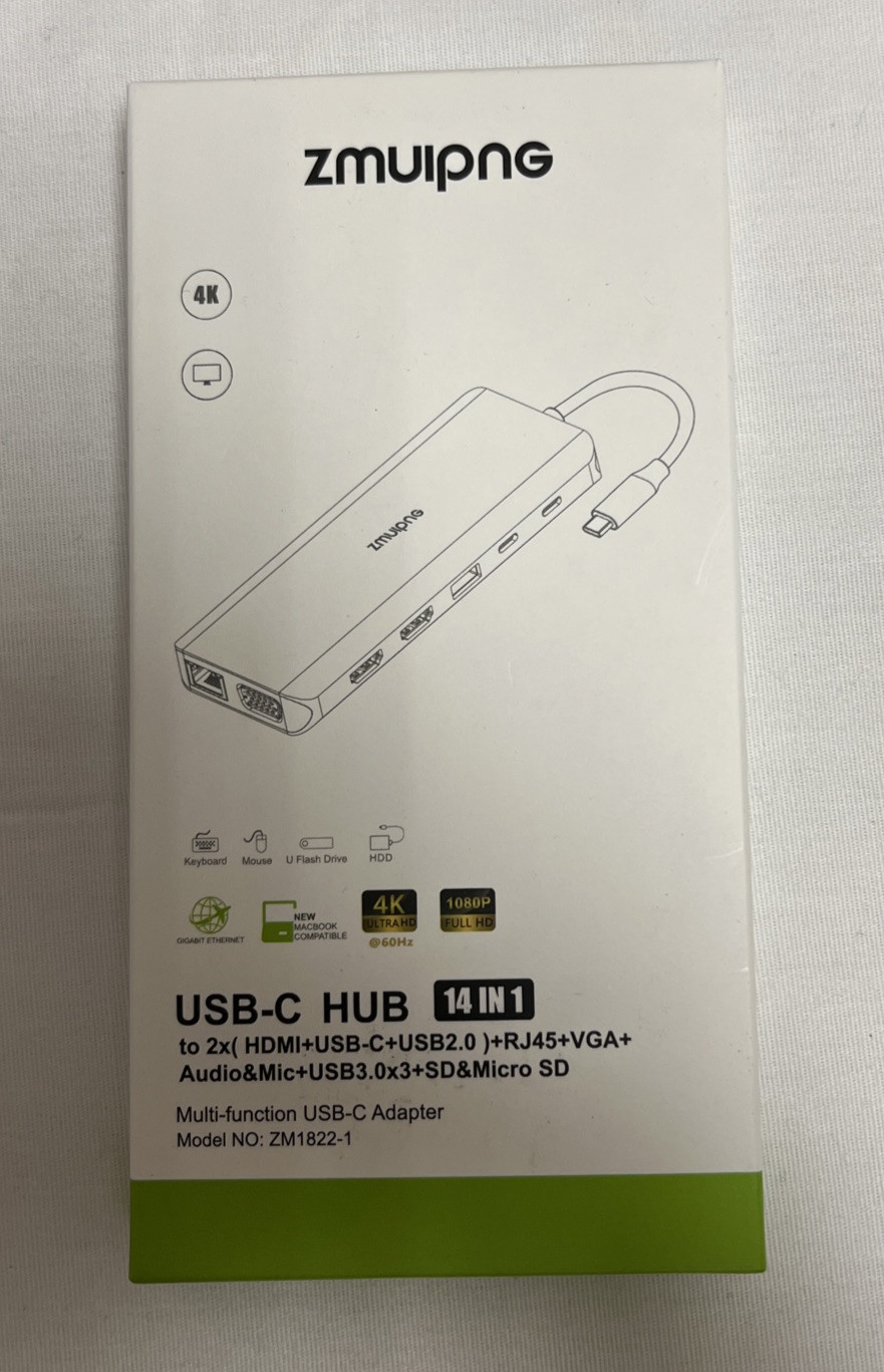 ZMUIPNG 4K 14in1 Hub  Docking Station Dual Monitor HDMI for Dell HP, PD,SD/TF