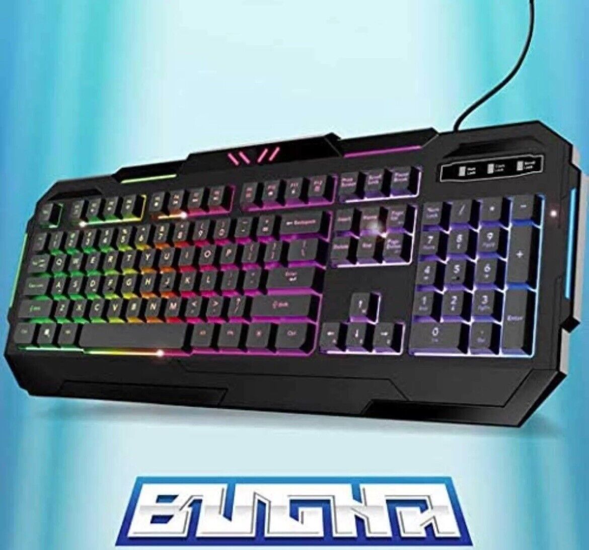 Bugha LED Gaming Keyboard Black New Open Box