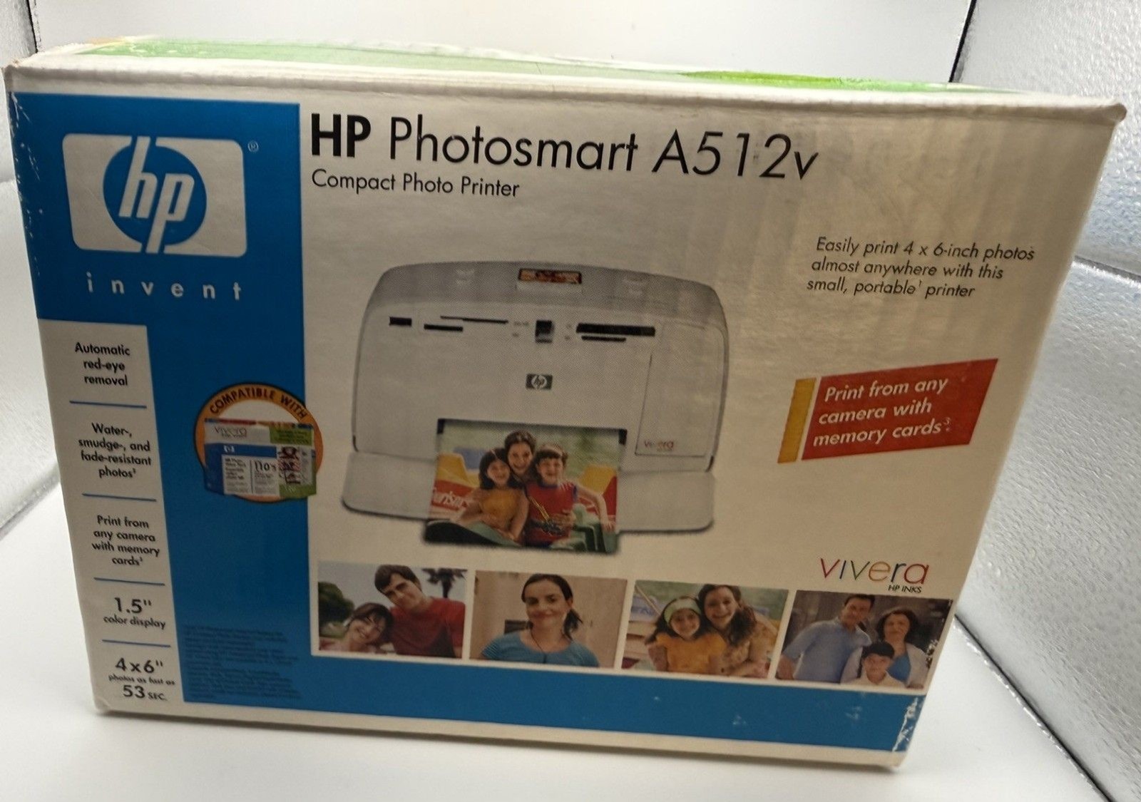 HP Photosmart A612 Portable Inkjet Photo Printer New Open Box.