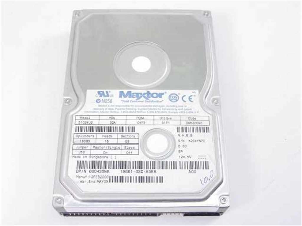 Maxtor 51024U2 DiamondMax Plus 10.2GB 3.5" IDE Hard Drive 7200RPM Dell 43XWK