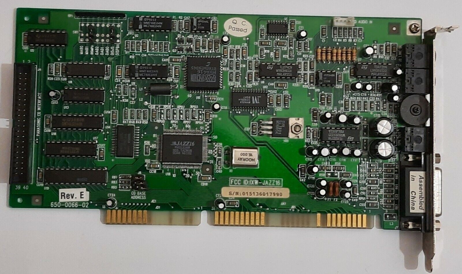 MediaVision Jazz 16 ISA Sound Card (650-0066-02, OPL3, MVD1216, 1993)