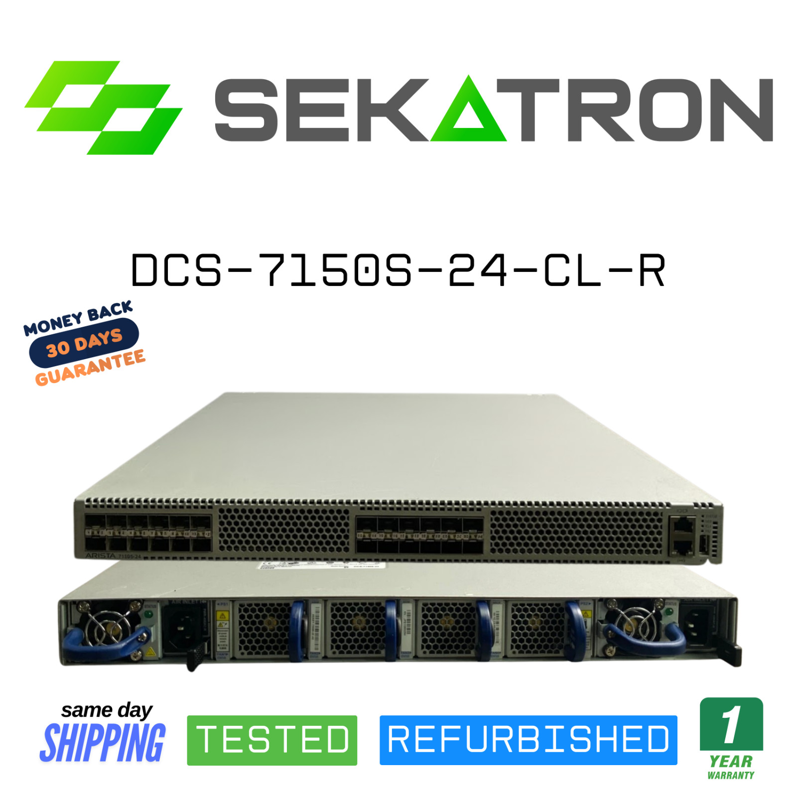 🔀 Arista DCS-7150S-24-CL-R • 24× 10GbE SFP+ Dual PSU • Back-to-Front Airflow ⚡