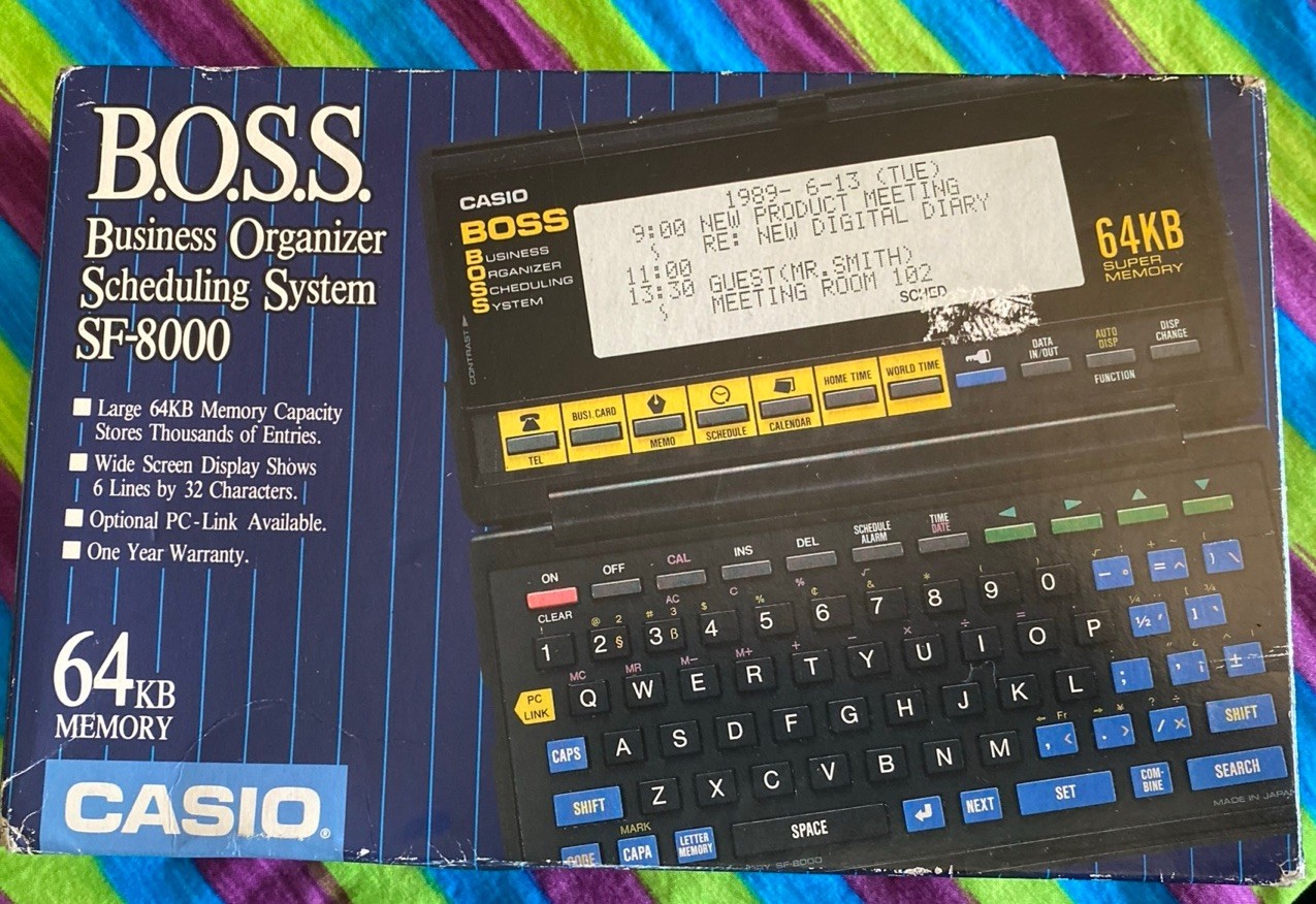 1989 Casio BOSS SF-8000 Business Organizer Scheduling System Digital Diary boxed