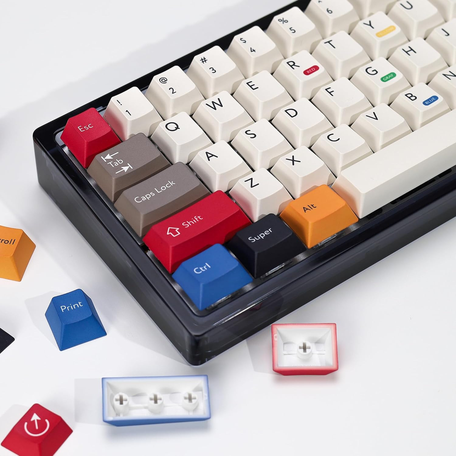 KBDiy Retro100 Keycaps Set,143 Keys Vintage White Cherry Profile PBT Custom Keyc