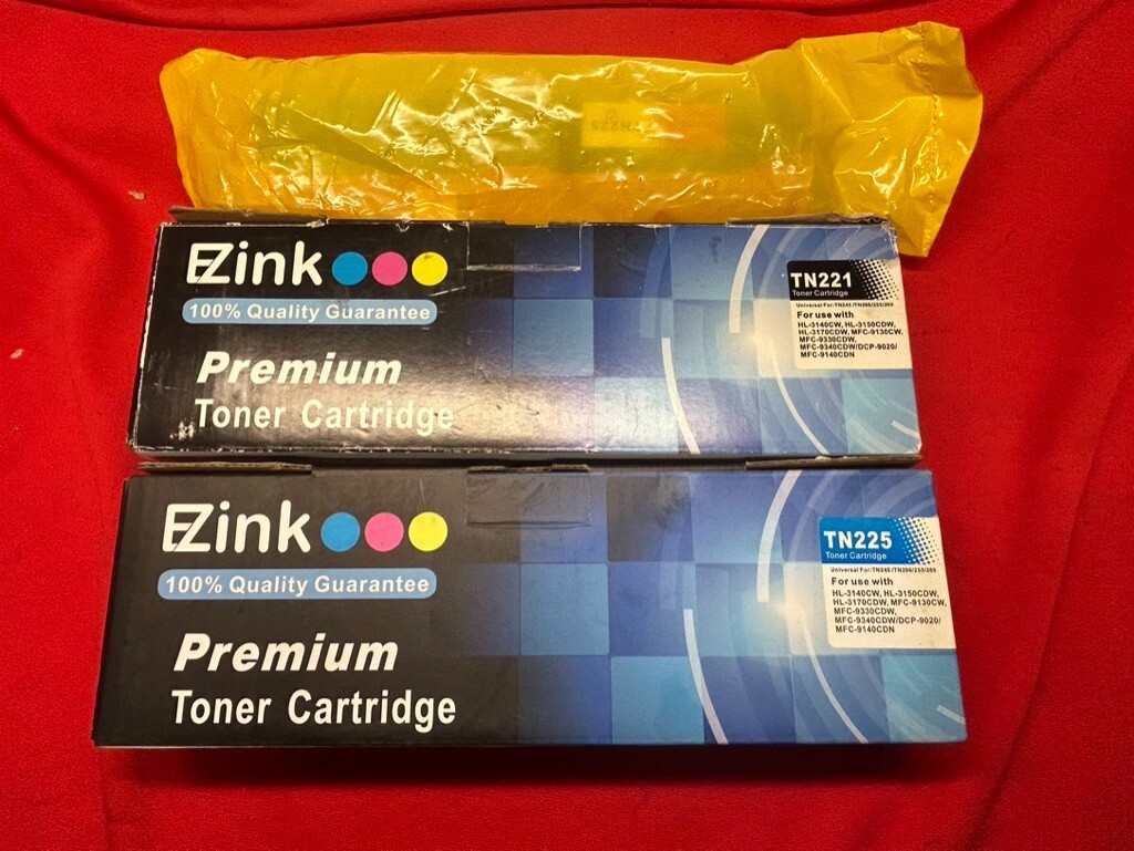 EZInk Premium Toner Cartridges TN225 TN221 Lot Of 3 New