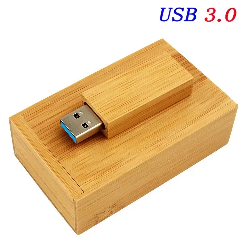 JASTER Bamboo USB3.0 Flash Drive 64GB, Custom Engraving, Wooden Gift Box Storage