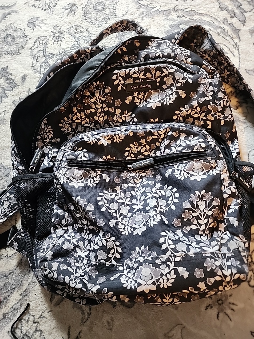 Vera Bradley Laptop Backpack Bag in Chandelier Noir Black & White