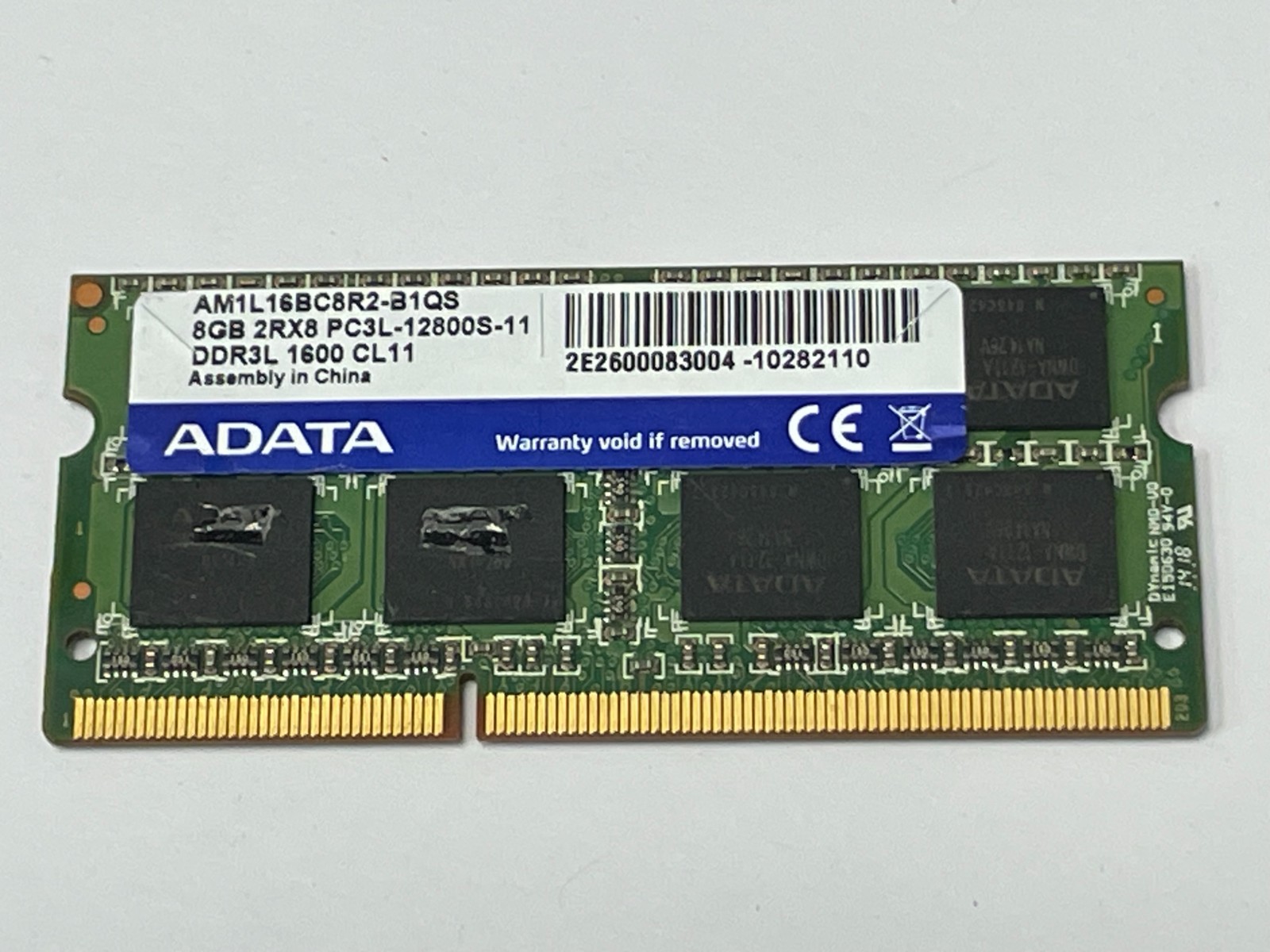 ADATA 8GB (1 Stick) PC3-12800S DDR3 1600 SODIMM Laptop Memory AM1L16BC8R2-B1QS