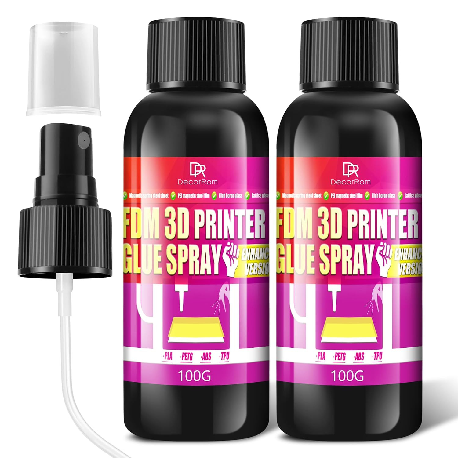 3D Printer Adhesive Glue, 7Oz Strong Grip Reduces Warping for PLA, ABS, ASA, PET