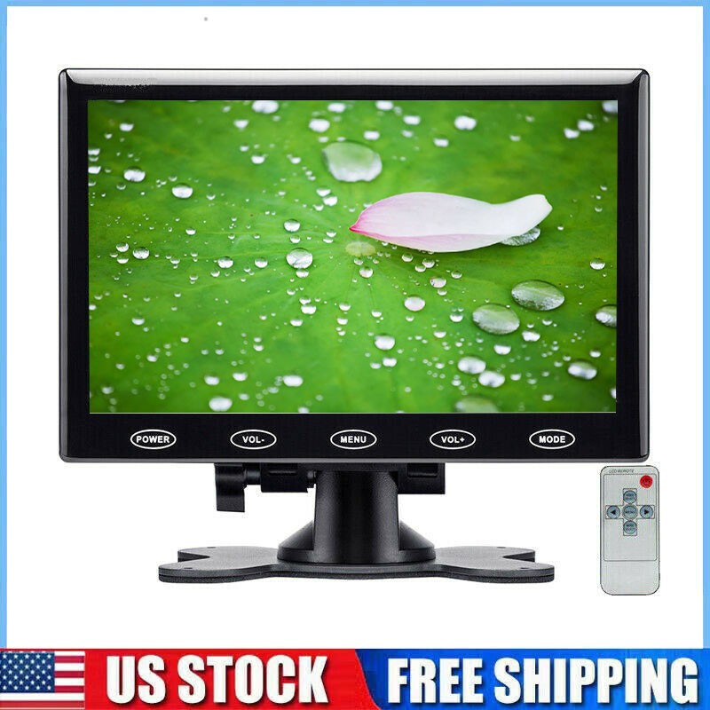 US- 7" IPS CCTV PC Monitor Screen HD 1024*600 AV/RCA VGA HDMI 1080P w/ Speaker
