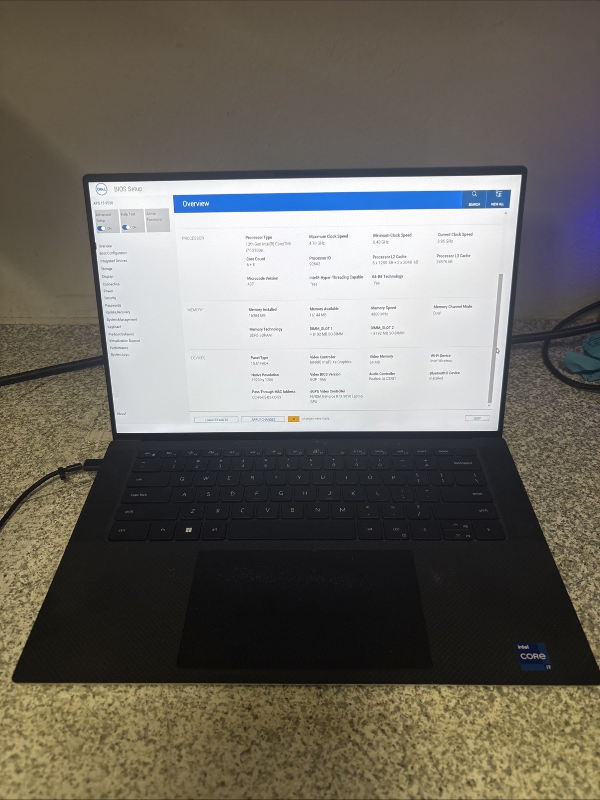 Dell XPS 15 9520 - i7-12700H - 16GB RAM - RTX 3050 - No ssd