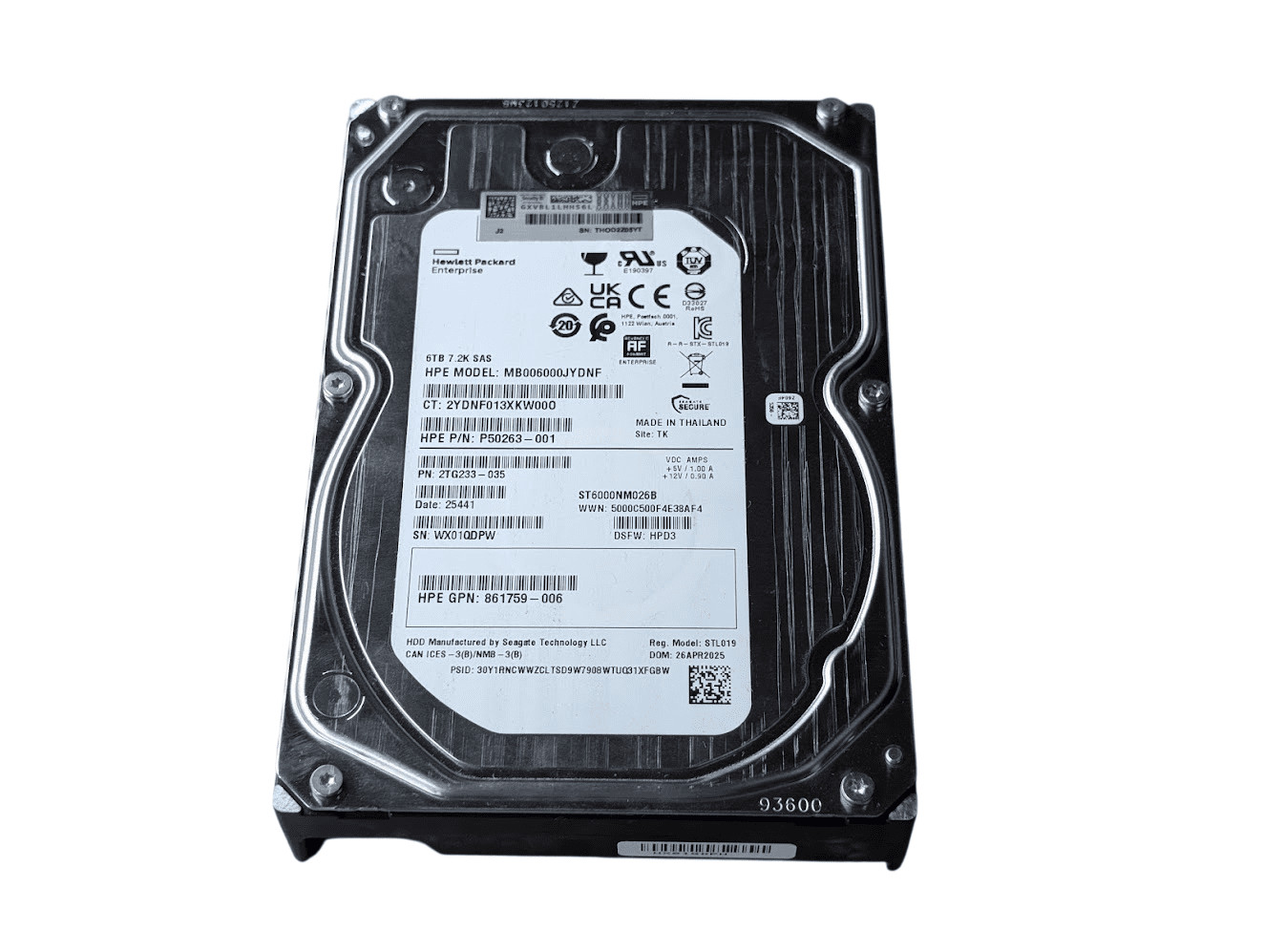 HPE MB006000JYDNF 6TB 3.5" SAS 12G Enterprise Hard Drive Seagate ST6000NM026B