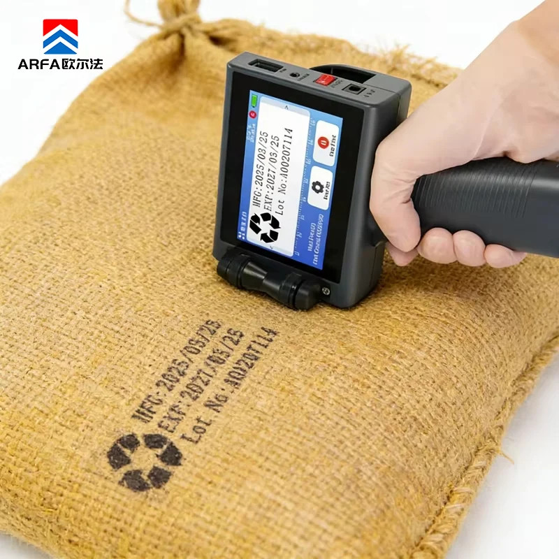 Handheld Inkjet Printer Prints Production Date and Serial Number on Cartons