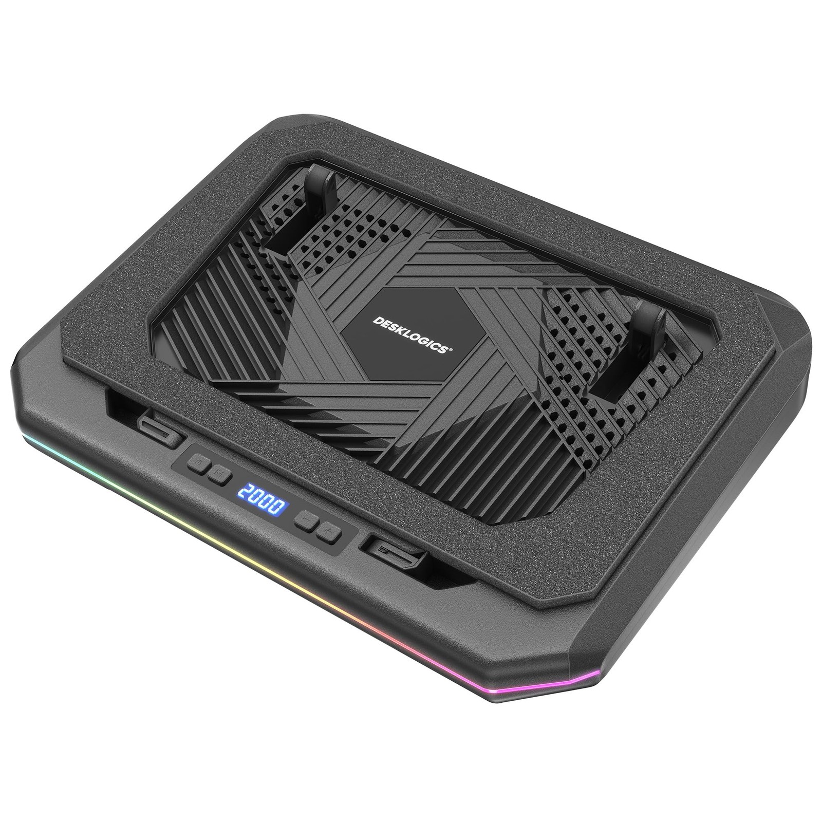 DeskLogics Laptop Cooling Pad, Quiet Turbo Fan 16.4 × 12.2 × 2.5 inch, Black