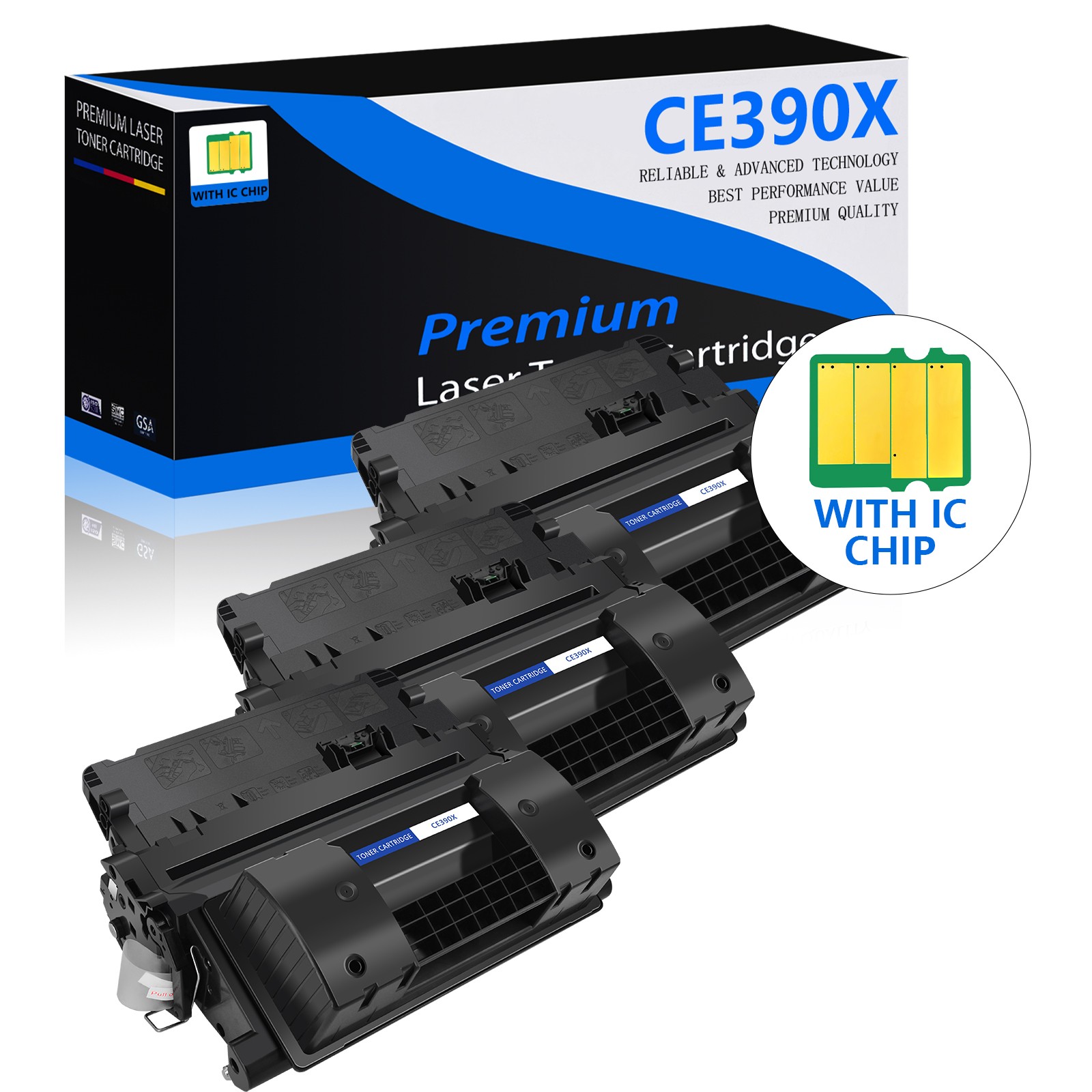 3PK Black CE390X 90X Toner Cartridge for HP LaserJet M4555f M4555fskm M4555h